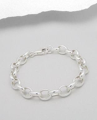 925 Sterling Silver Oval Link Belcher Chain Bracelet
